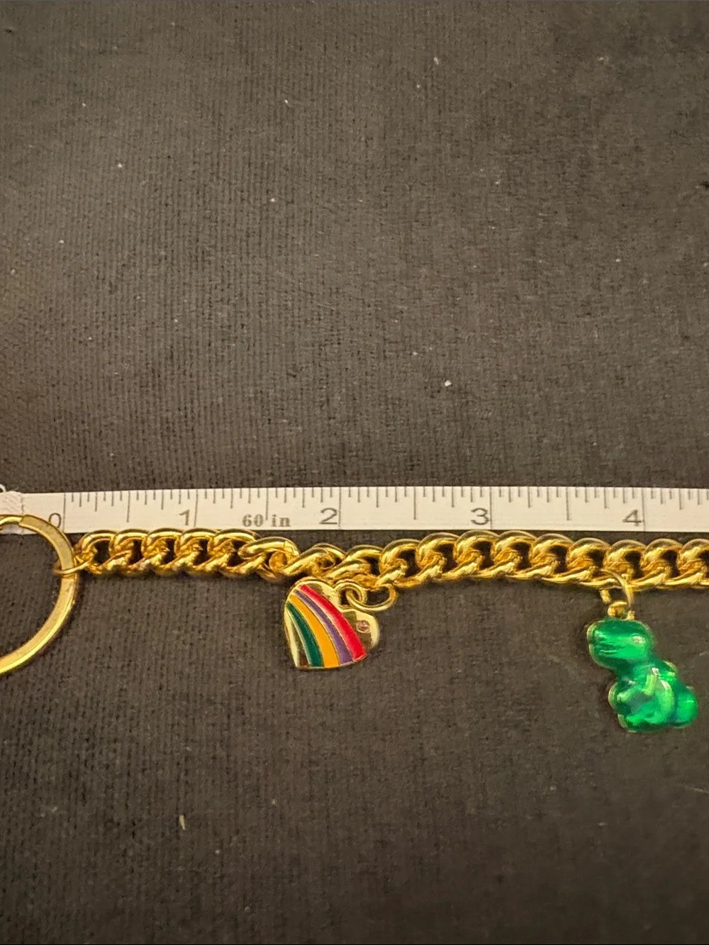 Gold-Tone Enamel Charm Bracelet Keychain with Multicolor Accents